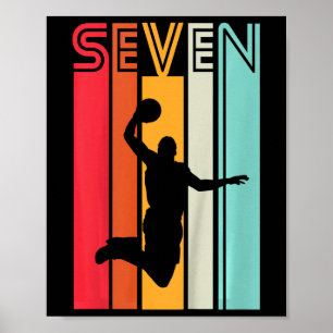 Kids 7th Birthday Basketball Lover Gift 7 Years Ol Poster