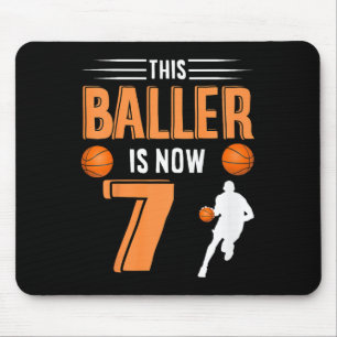 Kids 7th Birthday Basketball - This Baller Is Now Mouse Mat