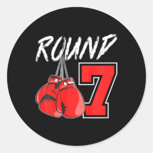 Kids 7th Birthday Boxing Boy 7 Year Old Boxer Bday Classic Round Sticker