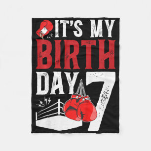 Kids 7th Birthday Boxing Boy 7 Year Old Boxer Bday Fleece Blanket