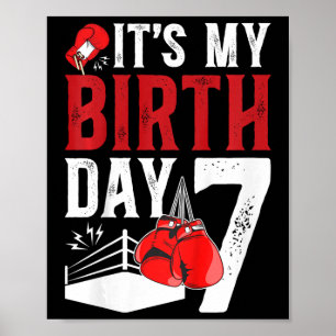 Kids 7th Birthday Boxing Boy 7 Year Old Boxer Bday Poster