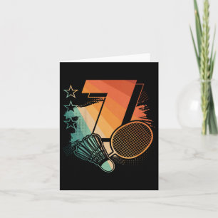 Kids 7th Birthday Boy Badminton Player Badminton 7 Card