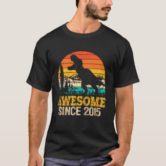 Kids 7th Birthday Boy Dinosaur Trex 7 Year Old Awe T-Shirt