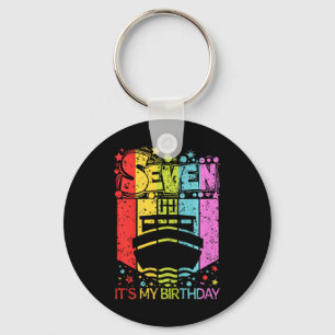 Kids 7th Birthday Boy Girl Seven 7 Year Old Boat B Key Ring