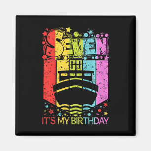 Kids 7th Birthday Boy Girl Seven 7 Year Old Boat B Magnet