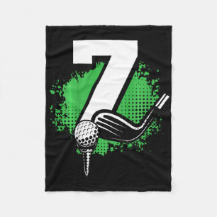 Kids 7th Birthday Boy Golf Player Golf 7 Years Old Fleece Blanket