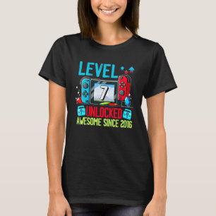 Kids 7th Birthday Boy Level 7 Unlocked Awesome 201 T-Shirt