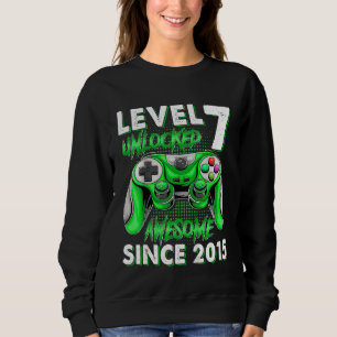 Kids 7th Birthday Boys 7 Year Old Level 7 Unlocked Sweatshirt
