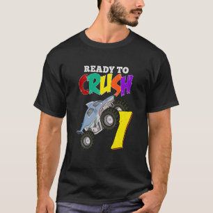 Kids 7th Birthday Boys Monster Truck 7 Year Old Ra T-Shirt