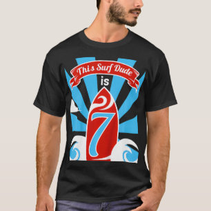 Kids 7th Birthday Boys Surf Surfer 7 Year Old T-Shirt