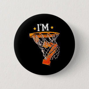 Kids 7th Birthday Bysketbyll Im 7 Boy Girl 6th Bi  6 Cm Round Badge