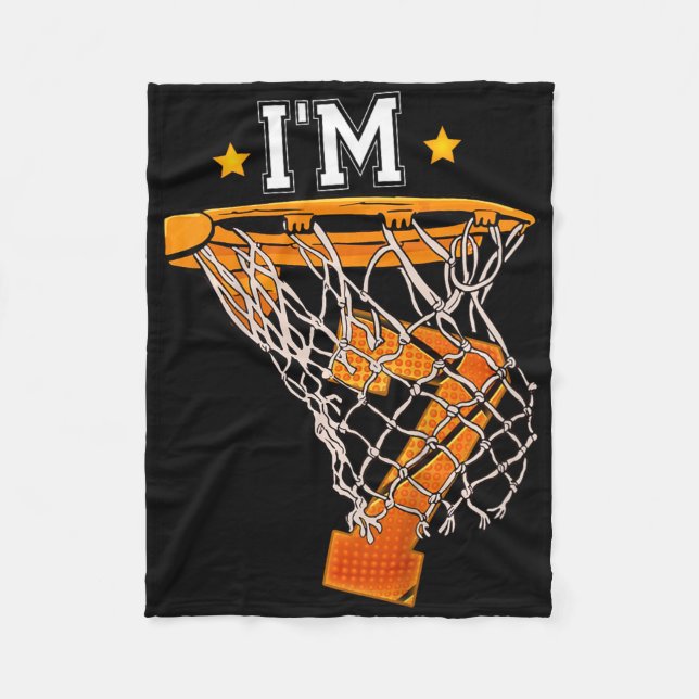 Kids 7th Birthday Bysketbyll I'm 7 Boy Girl 6th Bi Fleece Blanket (Front)