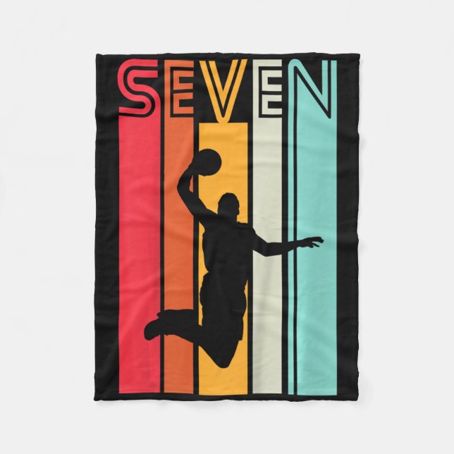 Kids 7th Birthday Bysketbyll Lover Gift 7 Years Ol Fleece Blanket (Front)