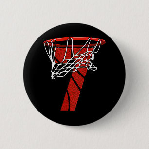 Kids 7th Birthday Bysketbyll - Seven Years Gift Fo 6 Cm Round Badge