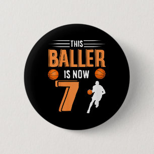 Kids 7th Birthday Bysketbyll - This Byller Is Now 6 Cm Round Badge