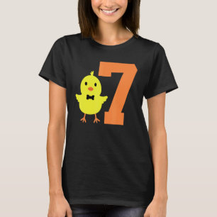 Kids 7th Birthday Chicken Themed Cute 7 Year Old B T-Shirt