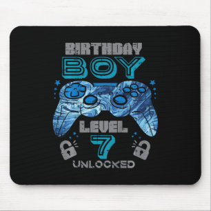Kids 7th Birthday Gamer Level 7 Unlocked Video Gam Mouse Mat
