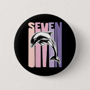 Kids 7th Birthday Gift Dolphin Fan 7 Years Old Gir 6 Cm Round Badge
