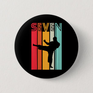Kids 7th Birthday Gift Karate Retro Taekwondo Mart 6 Cm Round Badge