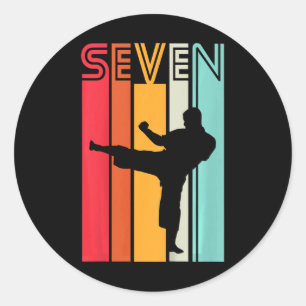 Kids 7th Birthday Gift Karate Retro Taekwondo Mart Classic Round Sticker
