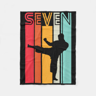 Kids 7th Birthday Gift Karate Retro Taekwondo Mart Fleece Blanket