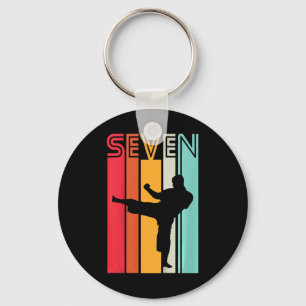 Kids 7th Birthday Gift Karate Retro Taekwondo Mart Key Ring