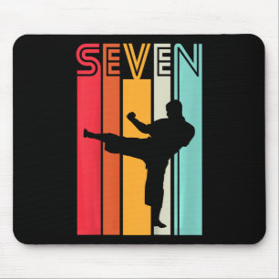 Kids 7th Birthday Gift Karate Retro Taekwondo Mart Mouse Mat