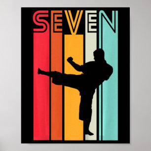 Kids 7th Birthday Gift Karate Retro Taekwondo Mart Poster