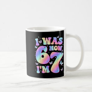 Kids 7th Birthday Girl Butterfly I Was 6 Now I'm 7 Coffee Mug