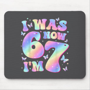 Kids 7th Birthday Girl Butterfly I Was 6 Now I'm 7 Mouse Mat