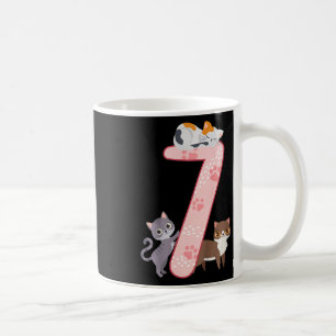 Kids 7th Birthday Girl Cats Outfit 7 Years Old Coffee Mug