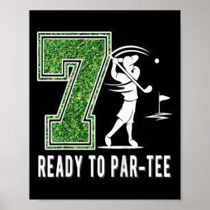 Kids 7th Birthday Golfer Boy Seven Year Old Golf P Poster
