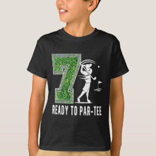 Kids 7th Birthday Golfer Boy Seven Year Old Golf P T-Shirt