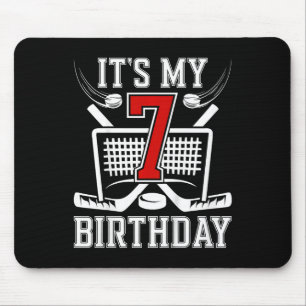 Kids 7th Birthday Ice Hockey Boy 7 Year Old Ice Ho Mouse Mat
