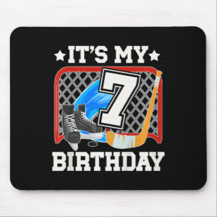 Kids 7th Birthday Ice Hockey Boy 7 Year Old Ice Ho Mouse Mat
