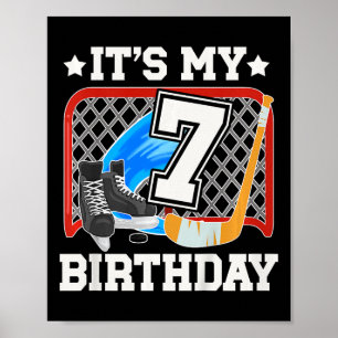 Kids 7th Birthday Ice Hockey Boy 7 Year Old Ice Ho Poster