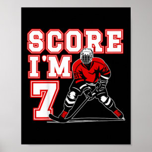 Kids 7th Birthday Ice Hockey Boy Seven Year Old Ic Poster