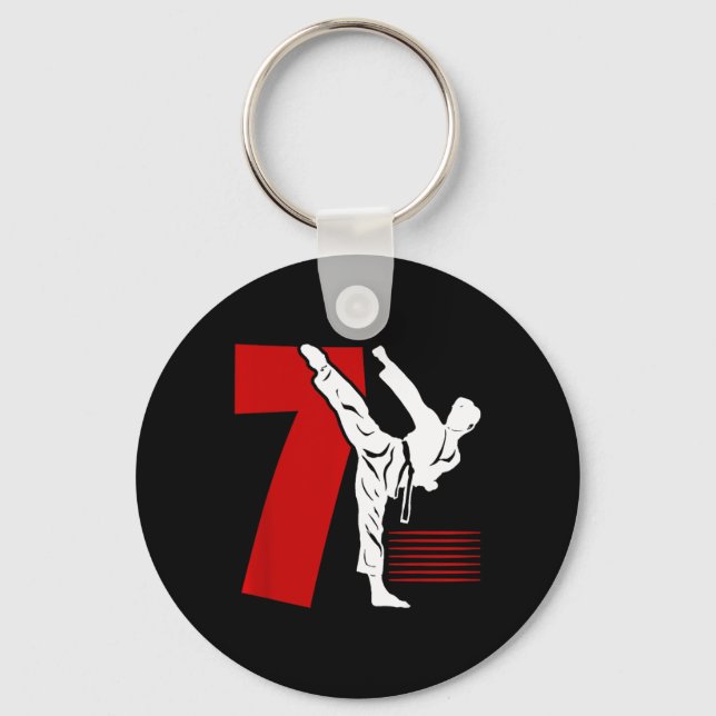 Kids 7th Birthday Karate 7 Year Old Karate Birthda Key Ring (Front)