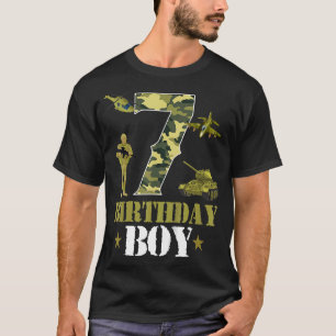 Kids 7th Birthday Military Themed Camo Boys 7 T-Shirt