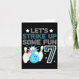 Kids 7th Birthday Party Bowling Boy 7 Year Old Bow Card