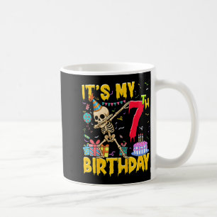 Kids 7th Birthday Party Halloween Skeleton Coffee Mug