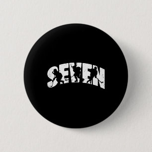 Kids 7th Birthday Retro Ice Hockey 7 Years Old Boy 6 Cm Round Badge