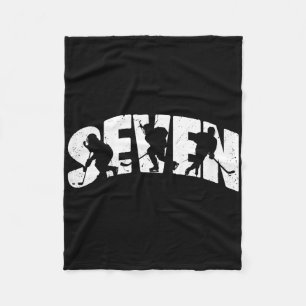 Kids 7th Birthday Retro Ice Hockey 7 Years Old Boy Fleece Blanket