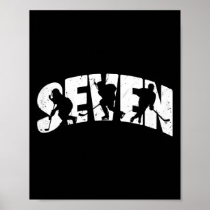 Kids 7th Birthday Retro Ice Hockey 7 Years Old Boy Poster