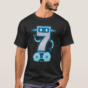 Kids 7th Birthday Robot Boy 7 Year Old Robotics T-Shirt