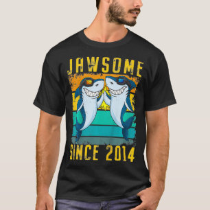 Kids 7th Birthday Shark 7 Year Old Jawsome Since 2 T-Shirt