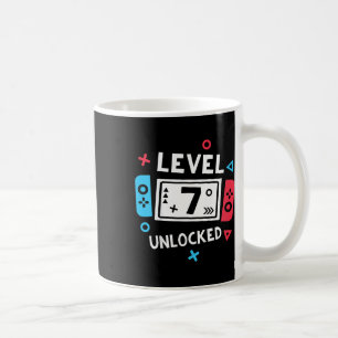 Kids 7th Birthday Shirt Boy Level 7 Unlocked Video Coffee Mug