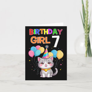 Kids 7th Birthday Shirt Funny Cat 7 Years Cat Birt Card