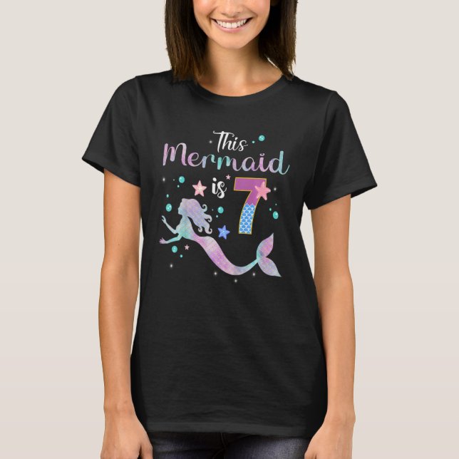 Kids 7th Birthday  This Mermaid Is 7 Girl  7 Year  T-Shirt (Front)