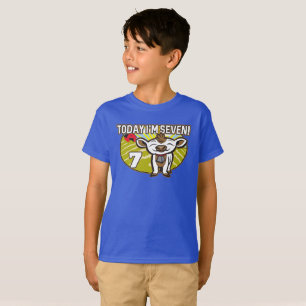Kid's 7th Birthday Today I'm Seven! Cute Cow T-Shirt